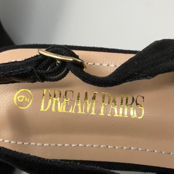 NIB women’s Dream Pairs peep toe black suede heeled shoes, size 9 - Picture 6 of 10